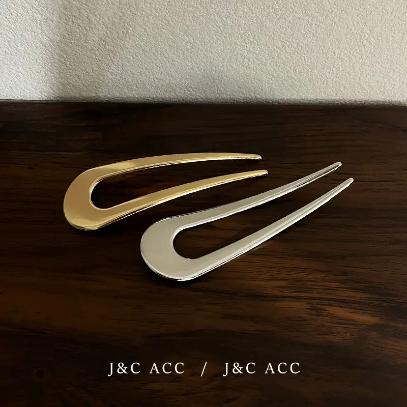 Large U-Shaped Hairpin with Gold & Silver Finish