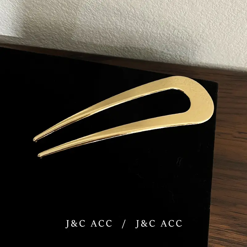 Large U-Shaped Hairpin with Gold & Silver Finish