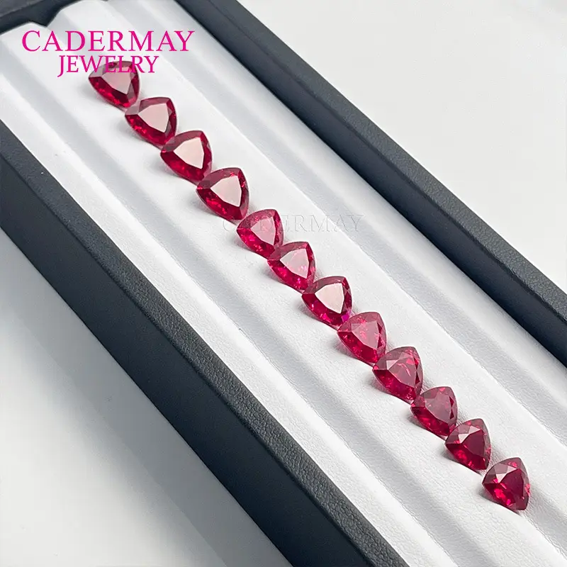 Fat Triangle Artificial Ruby Synthetic Cut with Cotton Wool Crystal Bare Stone - Image 5