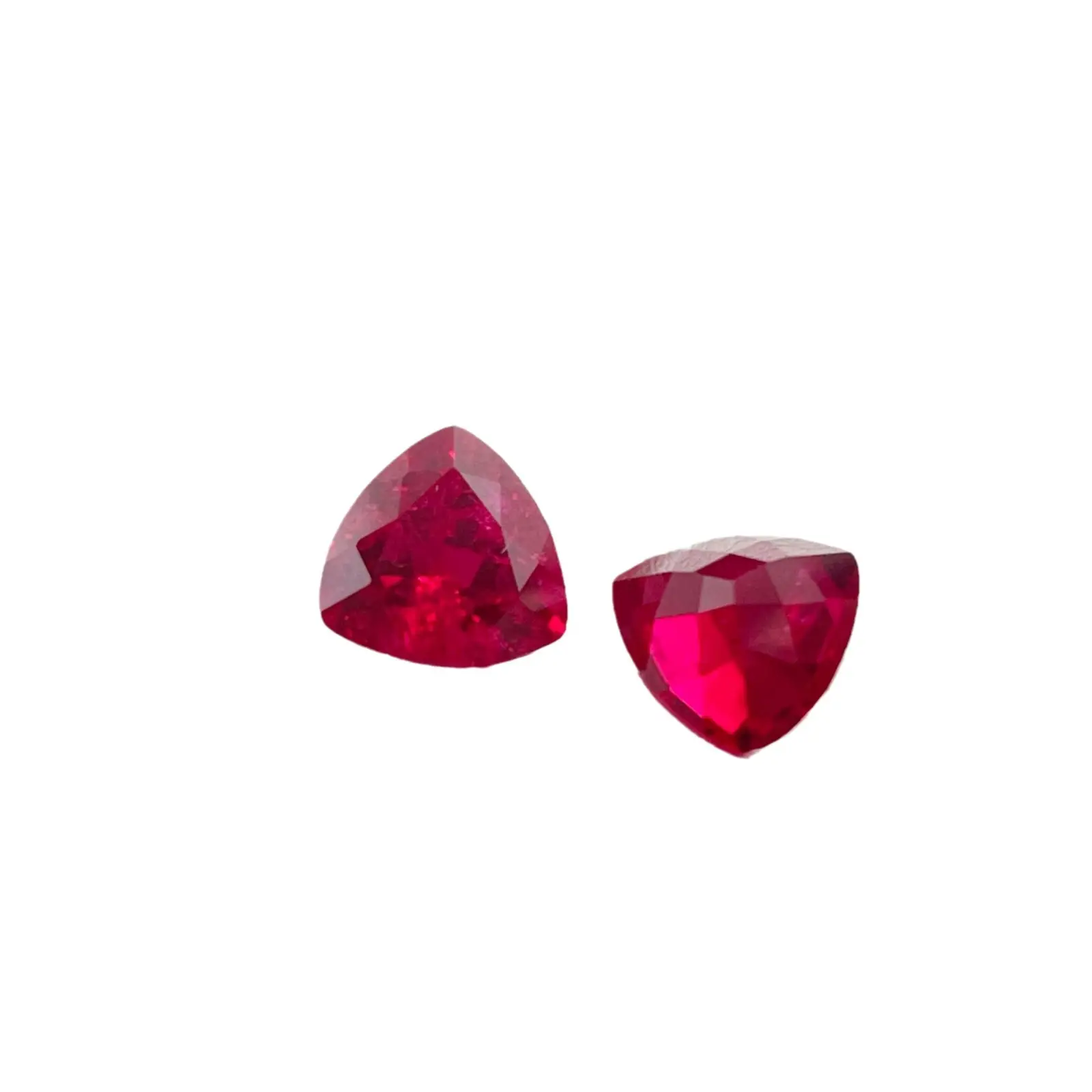 Fat Triangle Artificial Ruby Synthetic Cut with Cotton Wool Crystal Bare Stone - Image 6