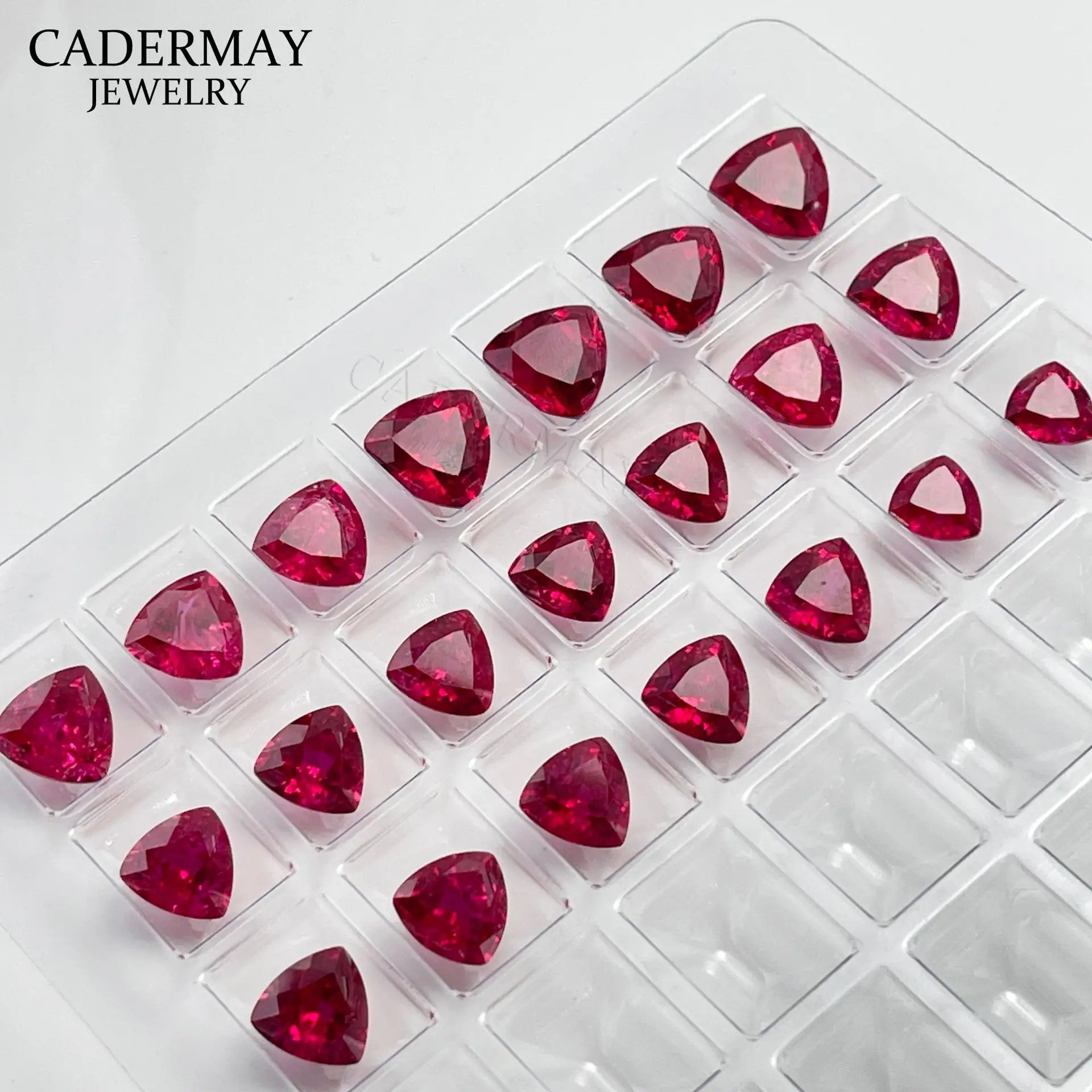 Fat Triangle Artificial Ruby Synthetic Cut with Cotton Wool Crystal Bare Stone — feature 4