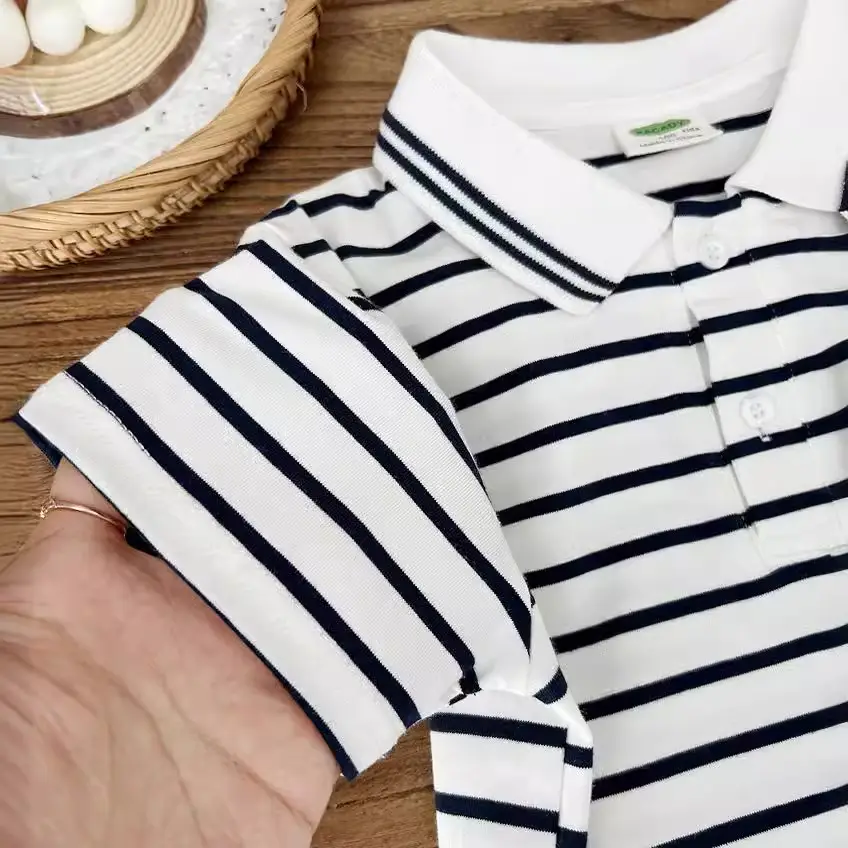 2025 Boys Striped Polo T-Shirt Summer Wear - Image 5