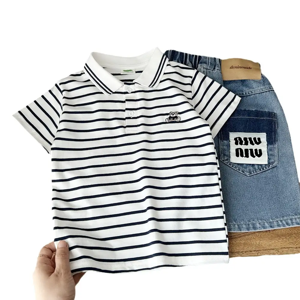 2025 Boys Striped Polo T-Shirt Summer Wear - Image 8