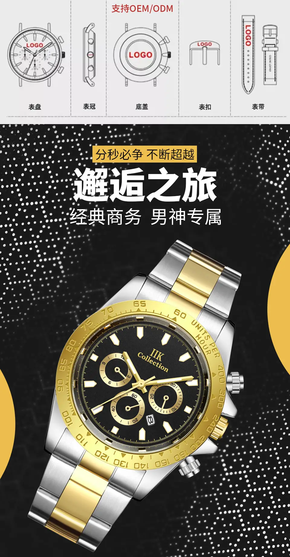 IIK Chrono Gold Stainless Steel Men's Watch — feature 1