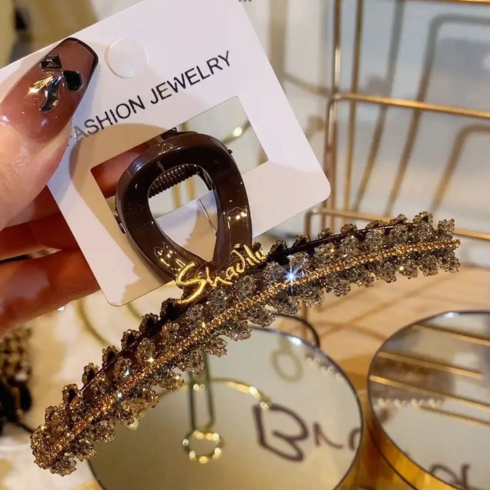 Wheat Hairpin Clip for Women High Gloss Gold Sparkle - Image 2