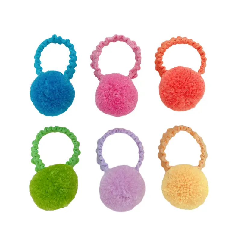 Colorful Fur Ball Hair Ties for Girls