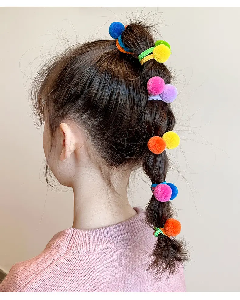 Colorful Fur Ball Hair Ties for Girls — feature 10