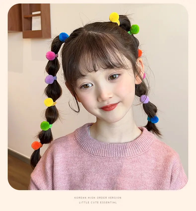 Colorful Fur Ball Hair Ties for Girls — feature 3