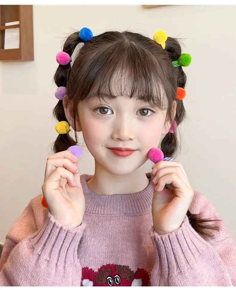 Colorful Fur Ball Hair Ties for Girls — feature 8