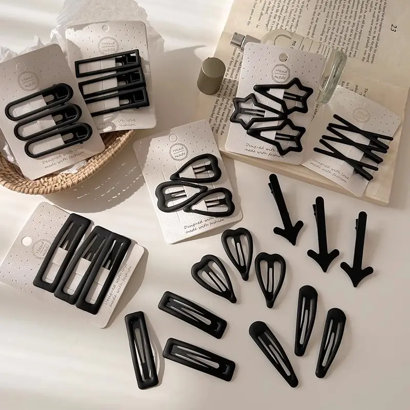 Black Simple Frosted Hairpins for Women - Image 8