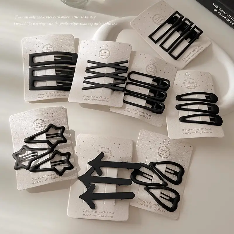 Black Simple Frosted Hairpins for Women - Image 9