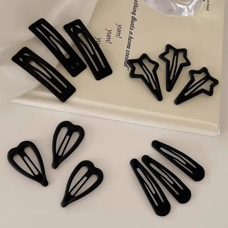 Black Simple Frosted Hairpins for Women - Image 10
