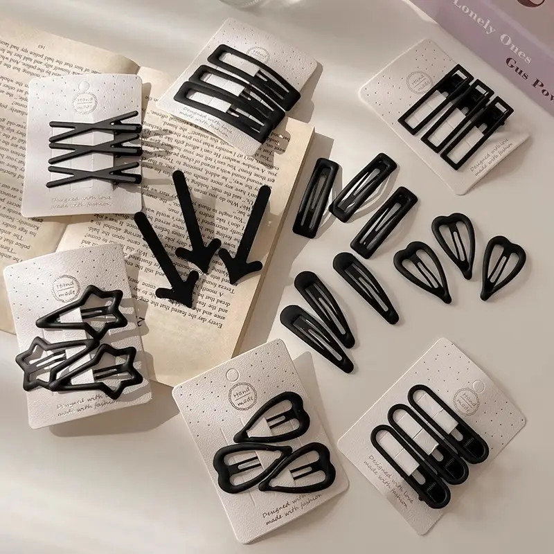 Black Simple Frosted Hairpins for Women - Image 11
