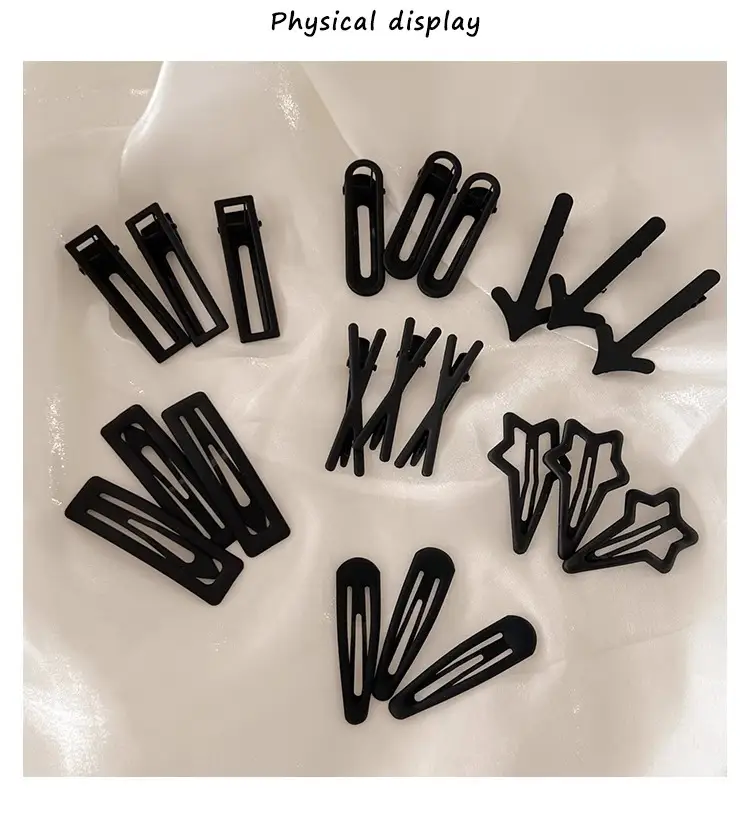 Black Simple Frosted Hairpins for Women — feature 4