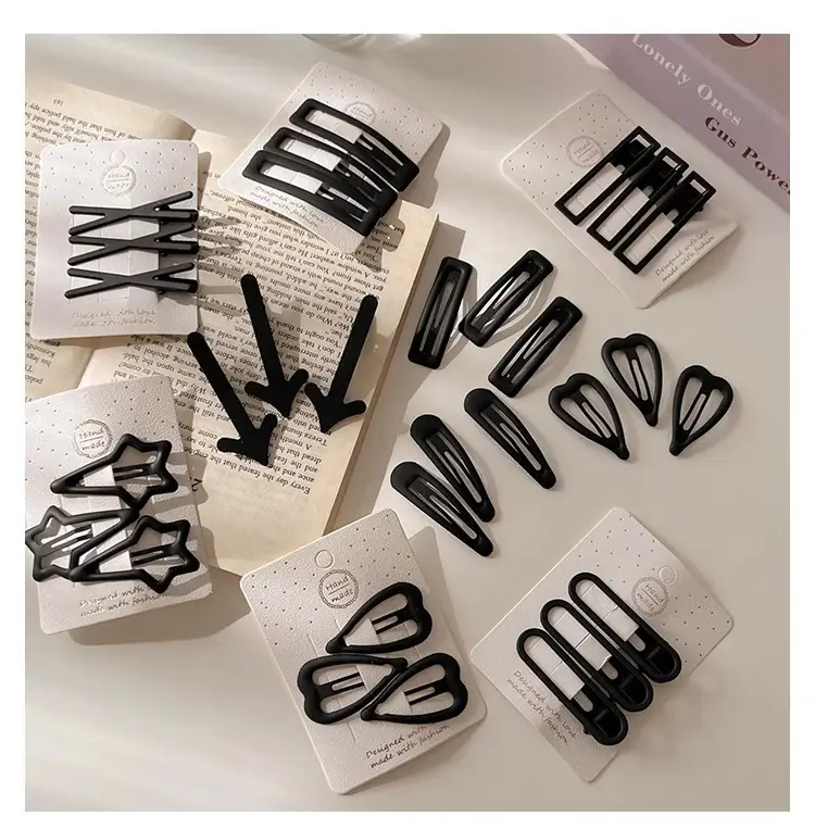 Black Simple Frosted Hairpins for Women — feature 7