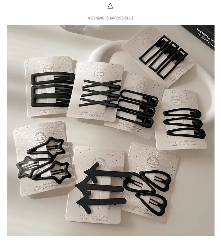 Black Simple Frosted Hairpins for Women — feature 8