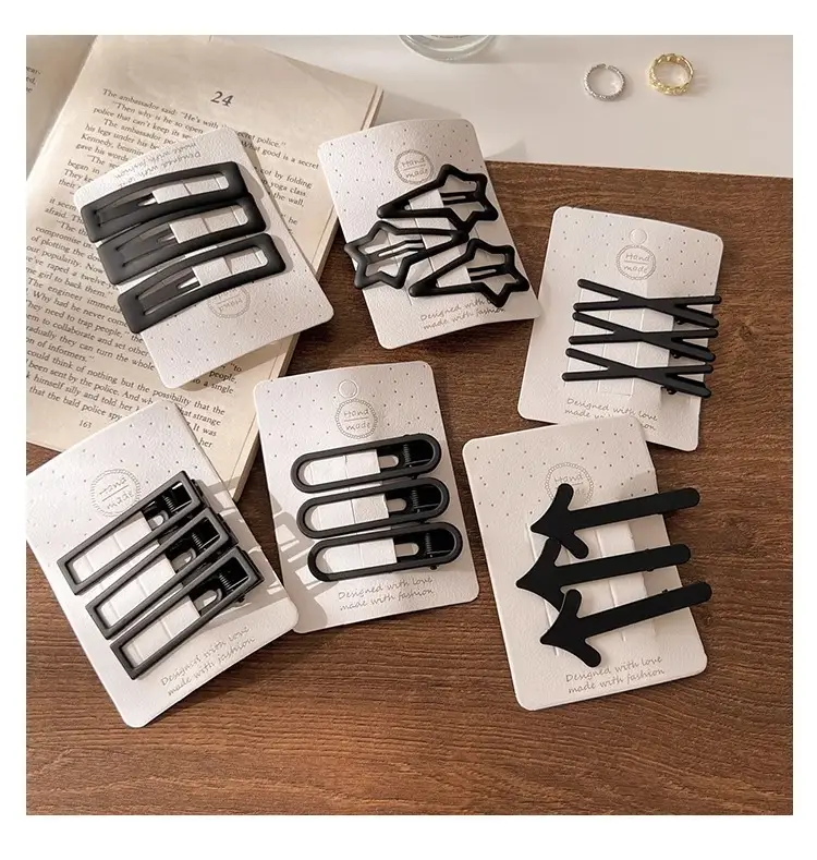 Black Simple Frosted Hairpins for Women — feature 9
