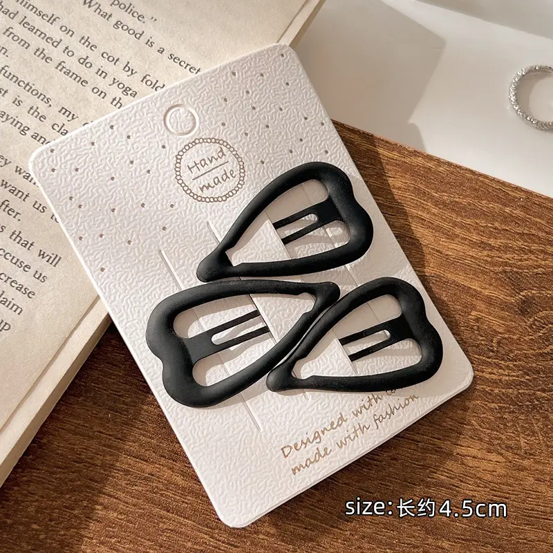 Black Simple Frosted Hairpins for Women - Image 2
