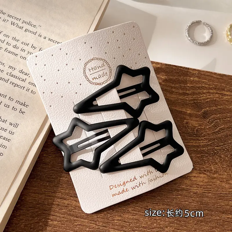 Black Simple Frosted Hairpins for Women - Image 3