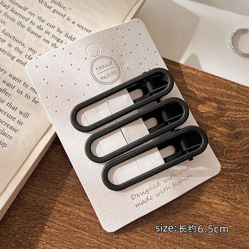 Black Simple Frosted Hairpins for Women - Image 4