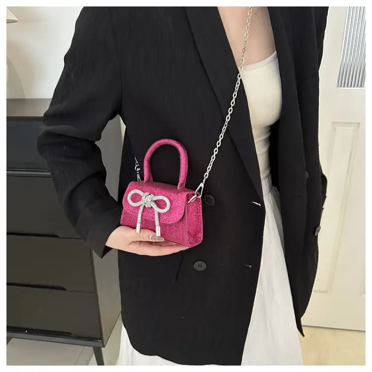 White Mini Bow Chain Shoulder Bag for Women - Image 9