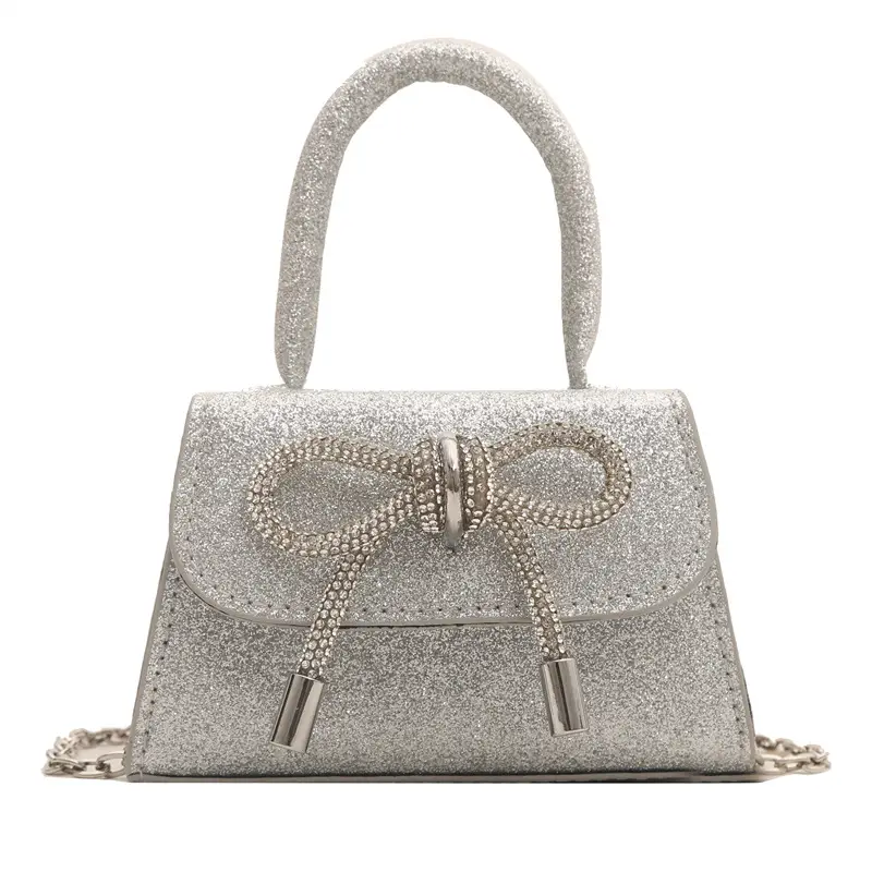 White Mini Bow Chain Shoulder Bag for Women - Image 10