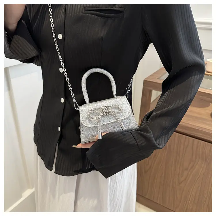 White Mini Bow Chain Shoulder Bag for Women — feature 11