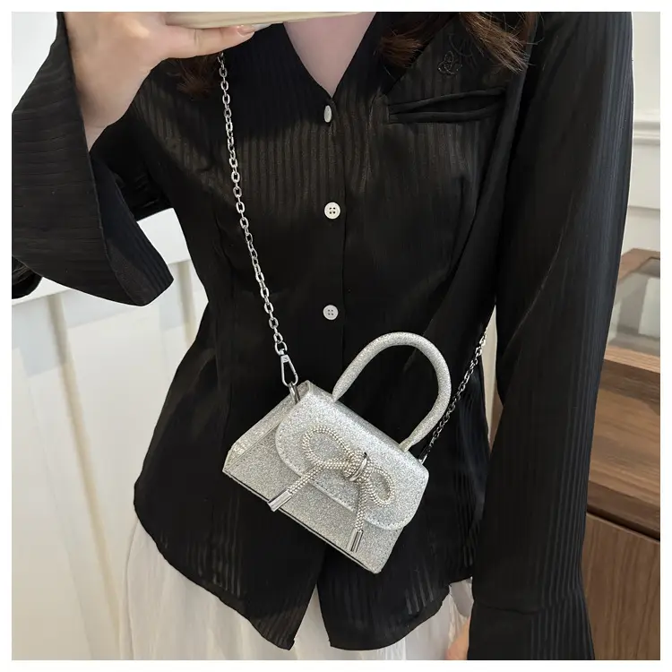 White Mini Bow Chain Shoulder Bag for Women — feature 13
