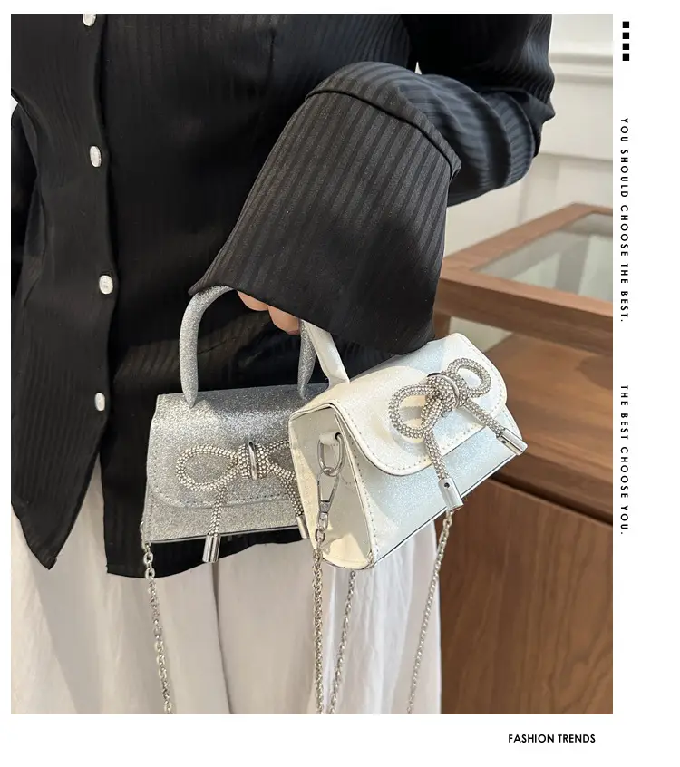 White Mini Bow Chain Shoulder Bag for Women — feature 2