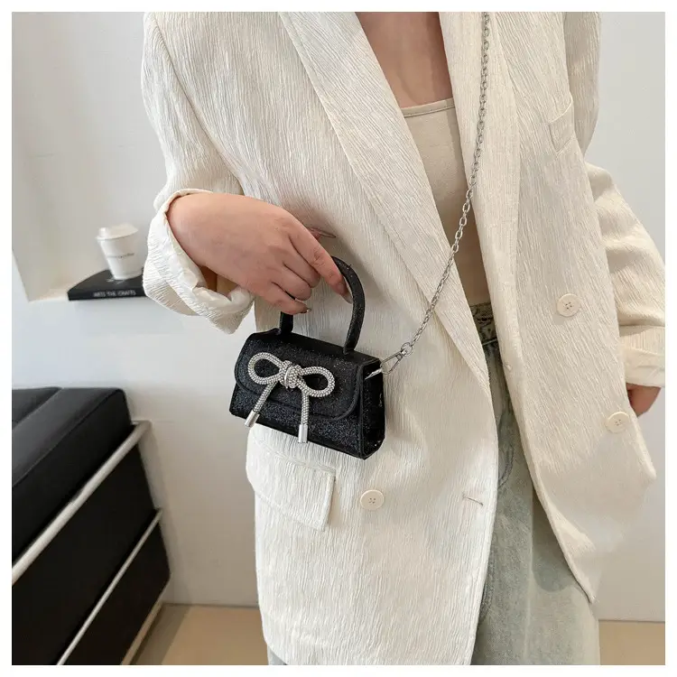 White Mini Bow Chain Shoulder Bag for Women — feature 21
