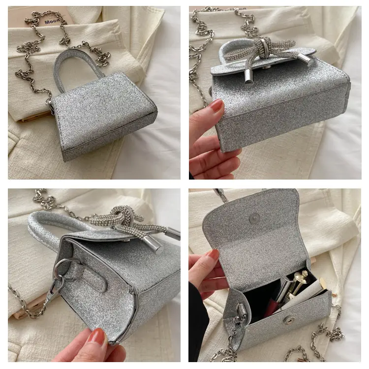 White Mini Bow Chain Shoulder Bag for Women — feature 9