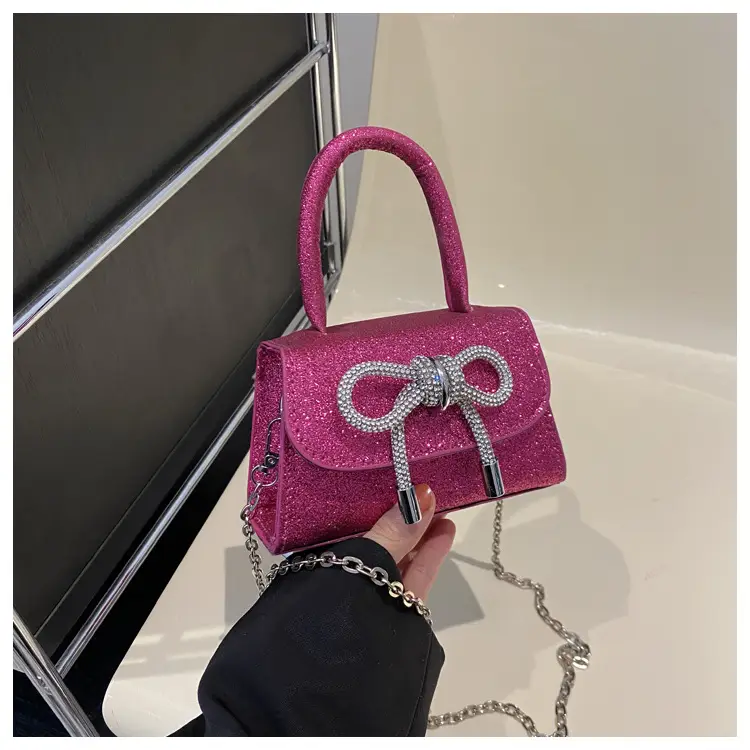 White Mini Bow Chain Shoulder Bag for Women - Image 4