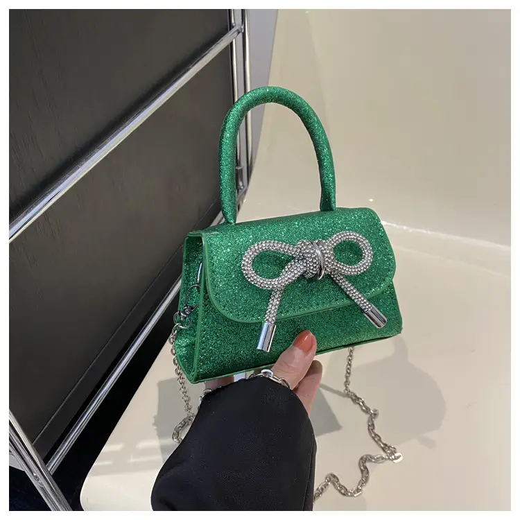 White Mini Bow Chain Shoulder Bag for Women - Image 5