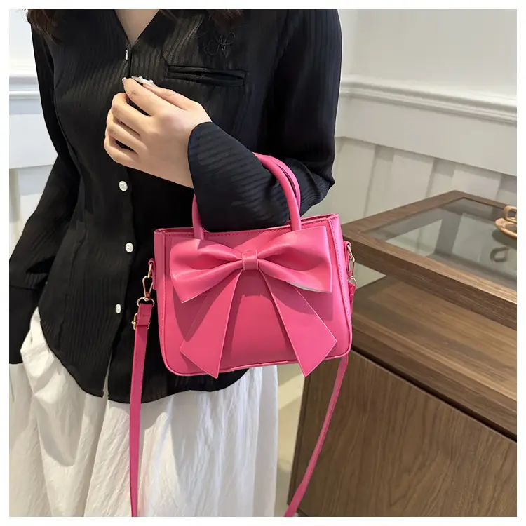 Pink Bow Shoulder Bag for Women 2024 Spring - Image 8