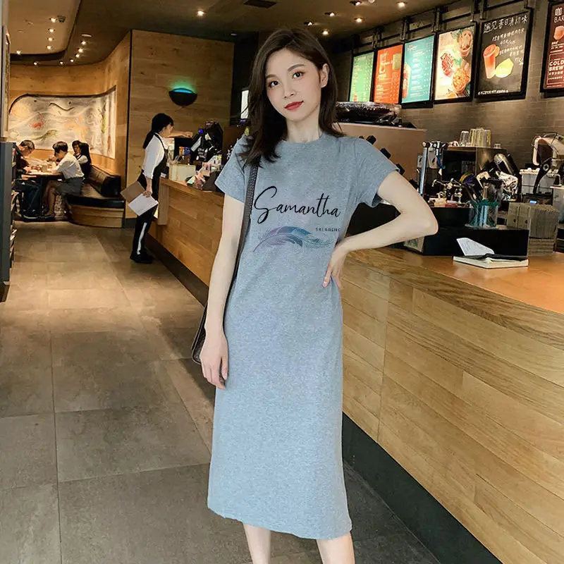Women Black Slim Long Dress Summer Covering T-Shirt - Image 15