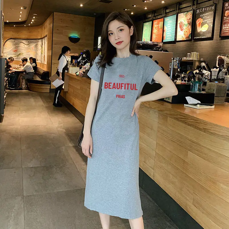 Women Black Slim Long Dress Summer Covering T-Shirt - Image 19
