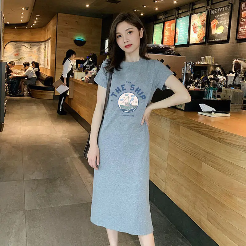 Women Black Slim Long Dress Summer Covering T-Shirt - Image 21
