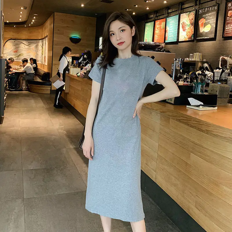 Women Black Slim Long Dress Summer Covering T-Shirt - Image 22