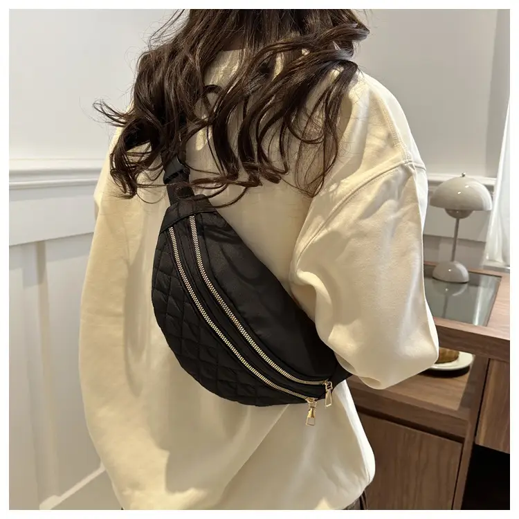 Black Quilted Chest Messenger Bag for Women — feature 14