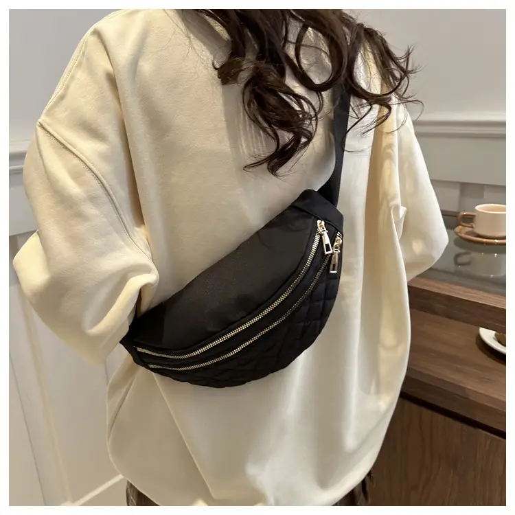 Black Quilted Chest Messenger Bag for Women — feature 15