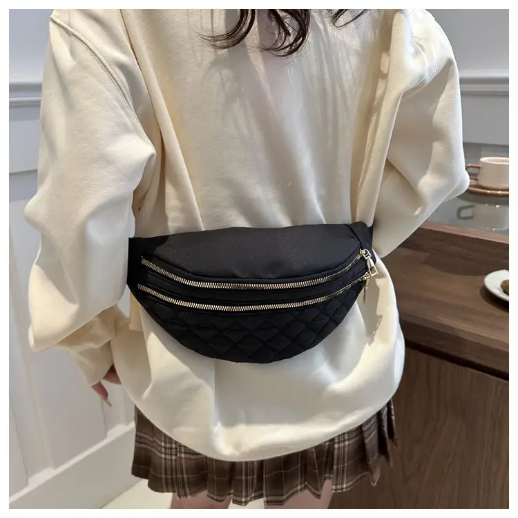 Black Quilted Chest Messenger Bag for Women — feature 16