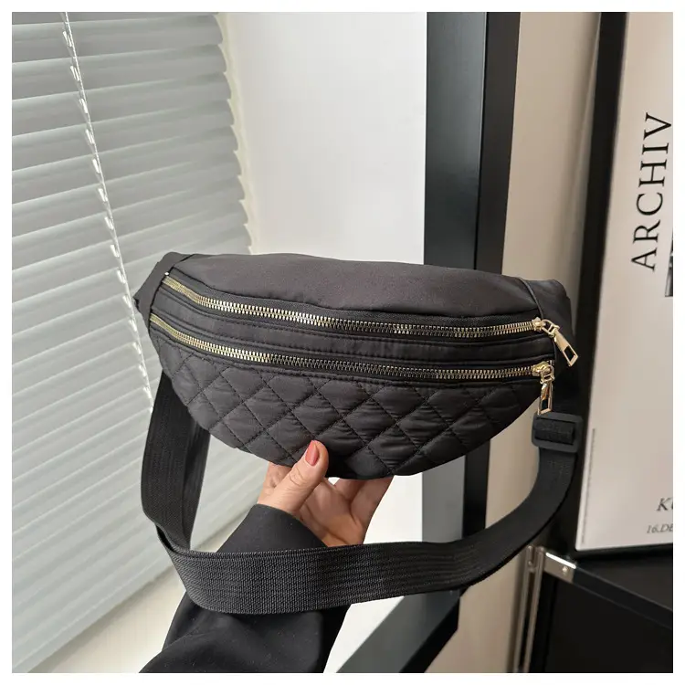 Black Quilted Chest Messenger Bag for Women — feature 26