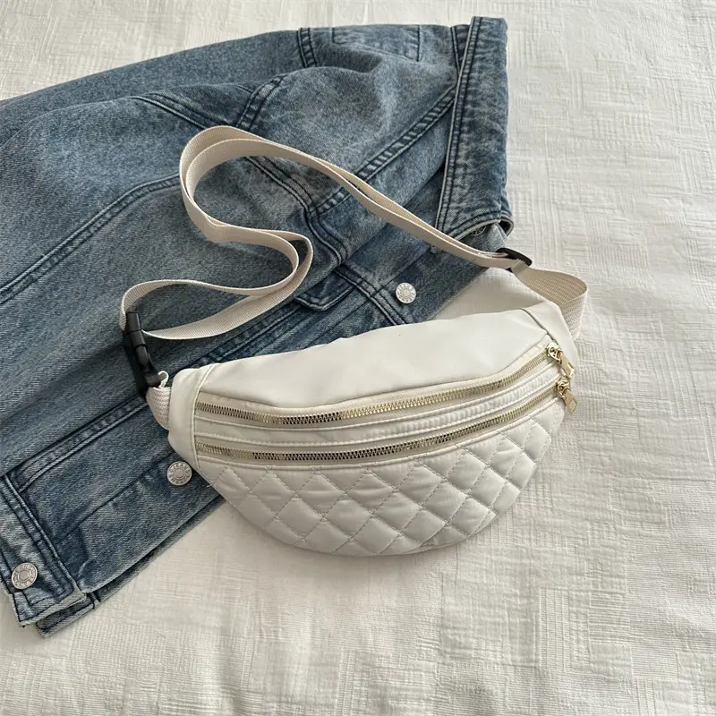 Black Quilted Chest Messenger Bag for Women - Image 2