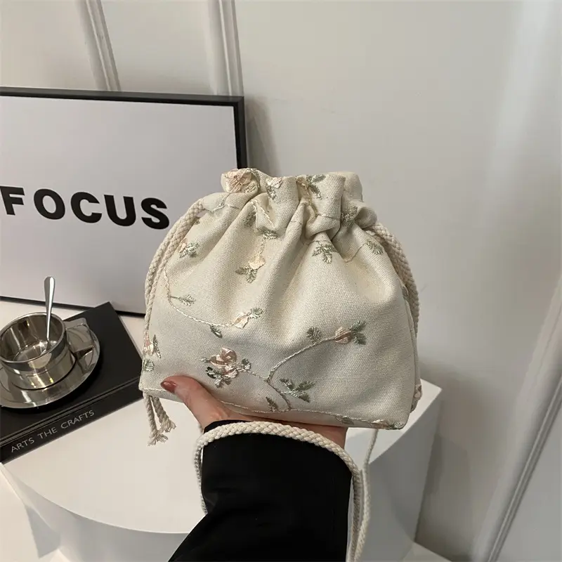 Pink Drawstring Shoulder Bag for Women - Image 6