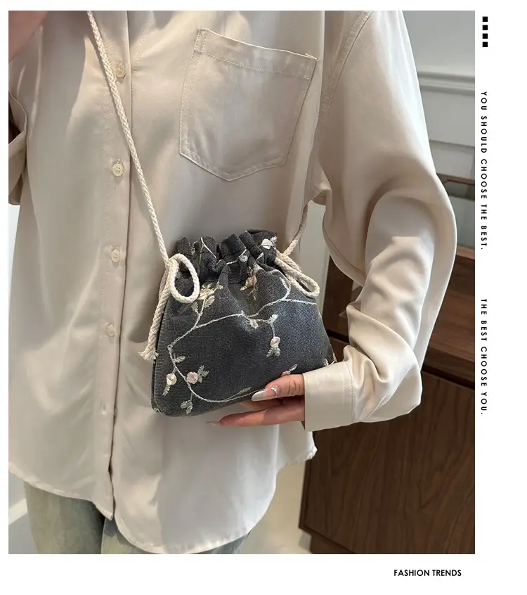 Pink Drawstring Shoulder Bag for Women — feature 1