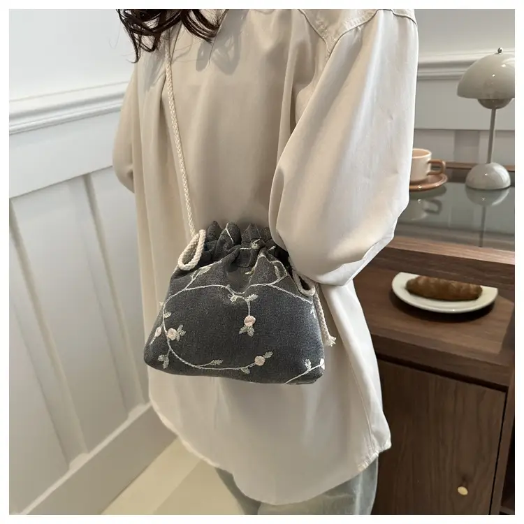 Pink Drawstring Shoulder Bag for Women — feature 11