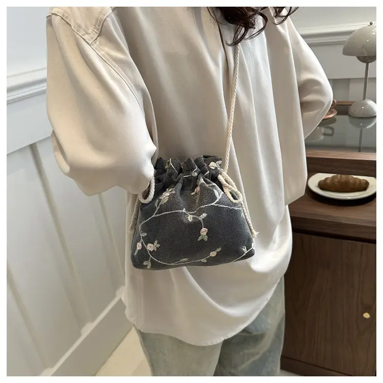 Pink Drawstring Shoulder Bag for Women — feature 12