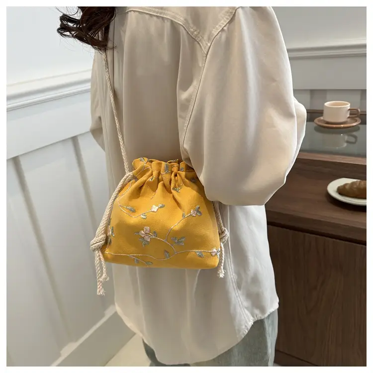 Pink Drawstring Shoulder Bag for Women — feature 14