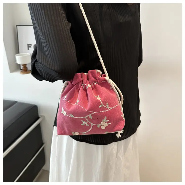 Pink Drawstring Shoulder Bag for Women — feature 15