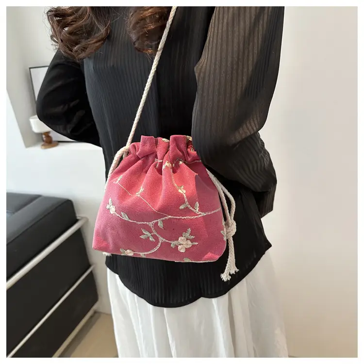 Pink Drawstring Shoulder Bag for Women — feature 16